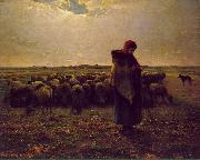 Shepherdess with her flock Jean-Franc Millet